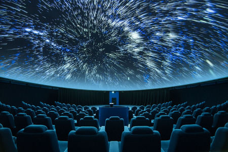 planetarium with a beautiful blue ceiling projector