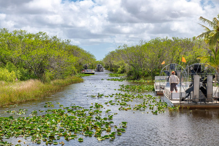 tour with an airboat on the river
