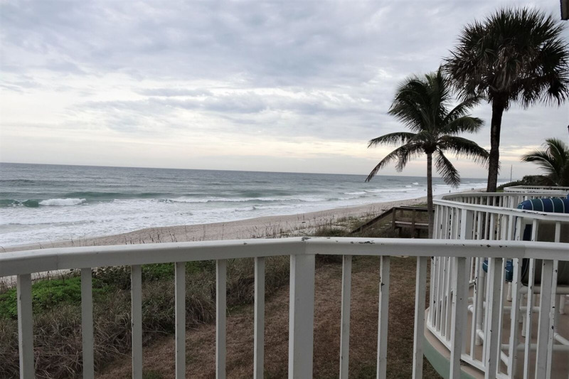 ocean view with a dark sky from the balcony 