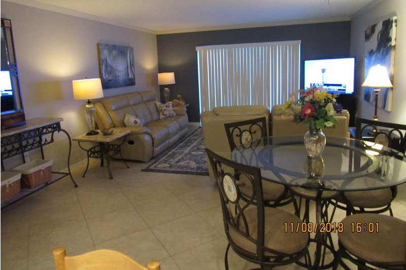 large well lit living room and dining area