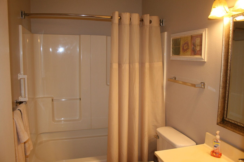 spotless bathroom with soap on the counter