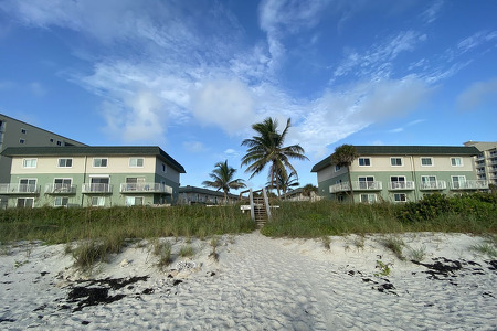 picture from the beach towards buildings