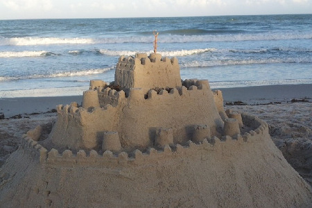 sand castle built on Indialantic Beach, Florida