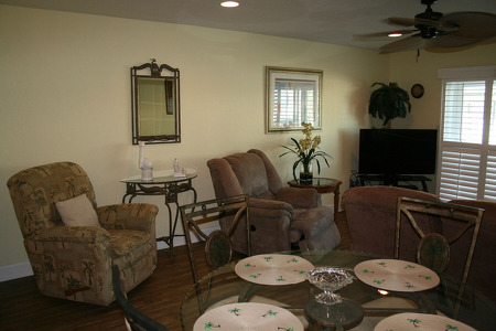 plenty of seating revolving around a tv