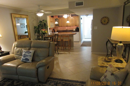 furnished living area with dining table, living room, and kitchen